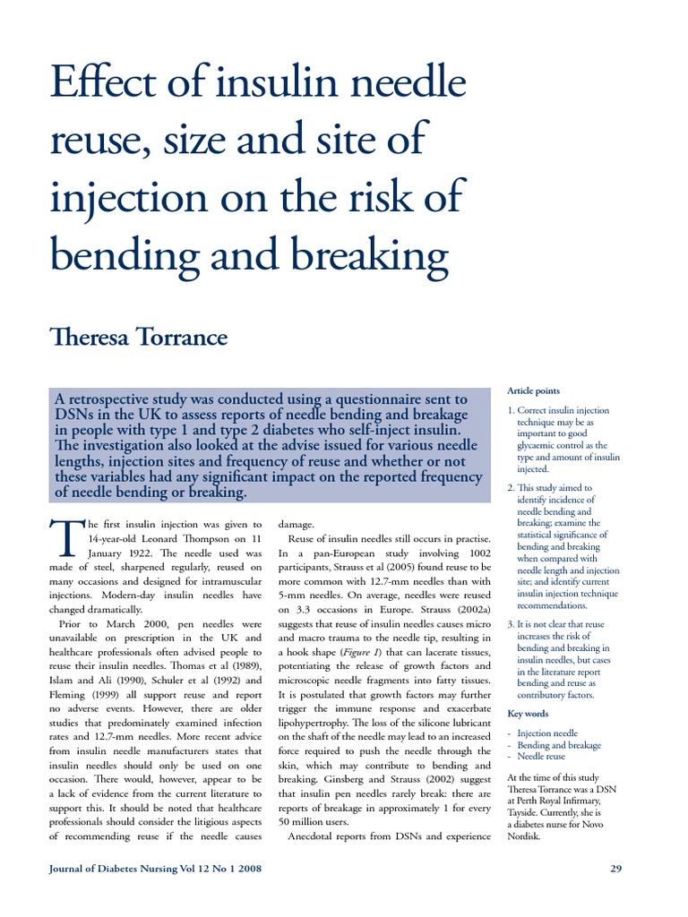 Effect of Insulin Needle Reuse Size and Site of Injection o PDF