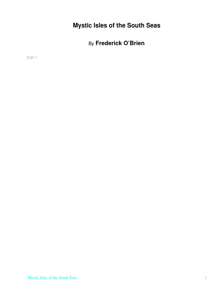 Mystic Isles of The South Seas. by O'Brien, Frederick, 1869-1932 | PDF ...