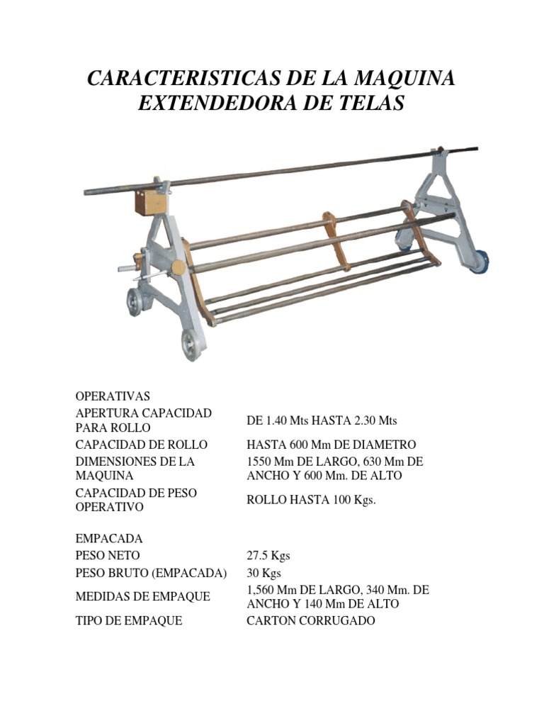 Caracteristicas de La Extendedora de Telas | PDF | Tornillo Science