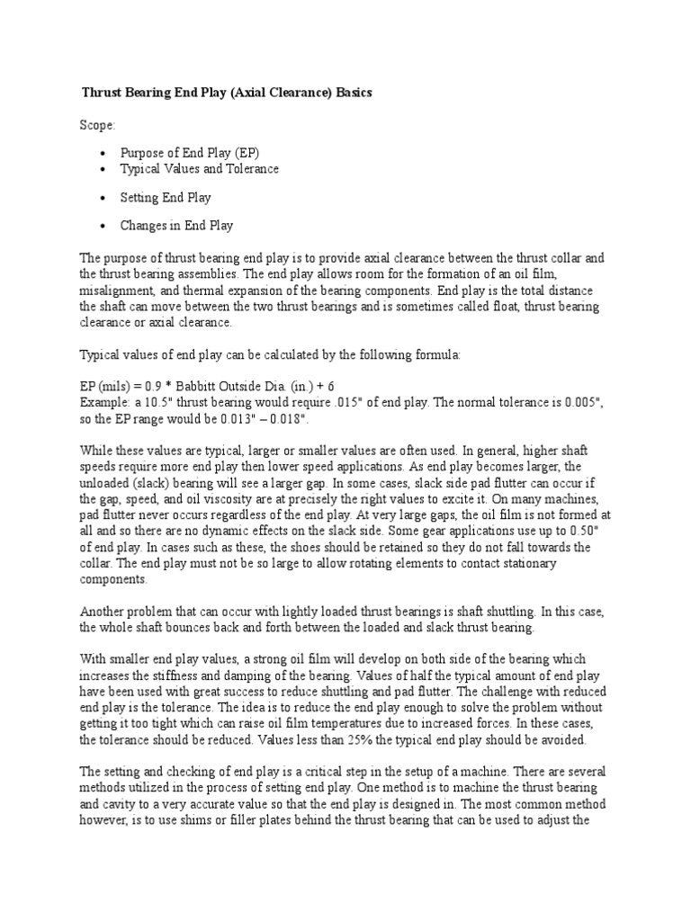 Thrust Bearing End Play PDF Bearing (Mechanical) Machines