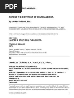 The Andes and the AmazonAcross the Continent of South The Andes and the AmazonAcross the Continent of South