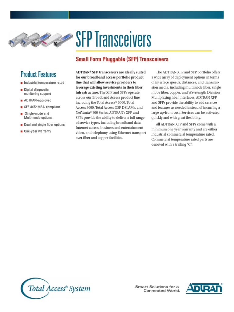 SFP_Data_Sheet_2061442000G18 Networking Standards Equipment