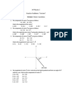 AP Physics C Practice Problems: Vectors Multiple Choice