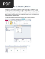 Calculations in Access Queries