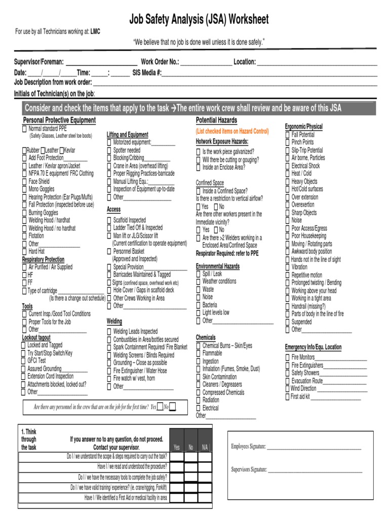 JSA Worksheetspd Personal Protective Equipment Welding