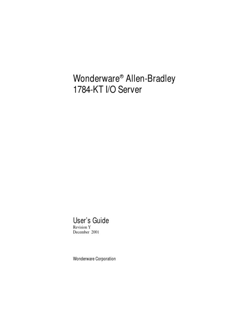 Wonderware AllenBradley 1784KT I/O Server User's Guide PDF Windows 2000 Computer Network