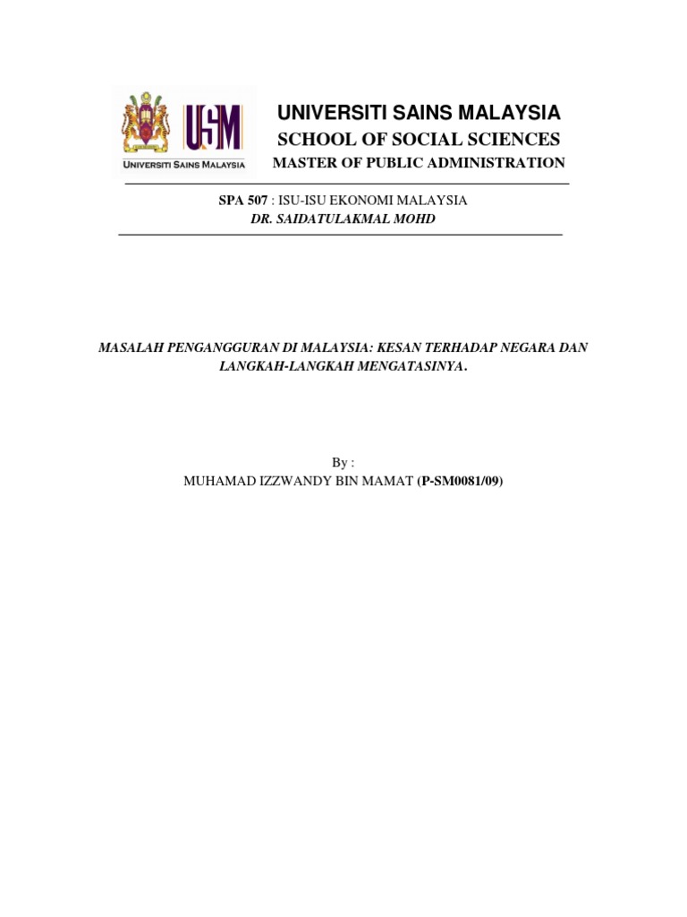 Masalah Pengangguran Di Malaysia Akibat Kejatuhan Ekonomi Dunia Pdf