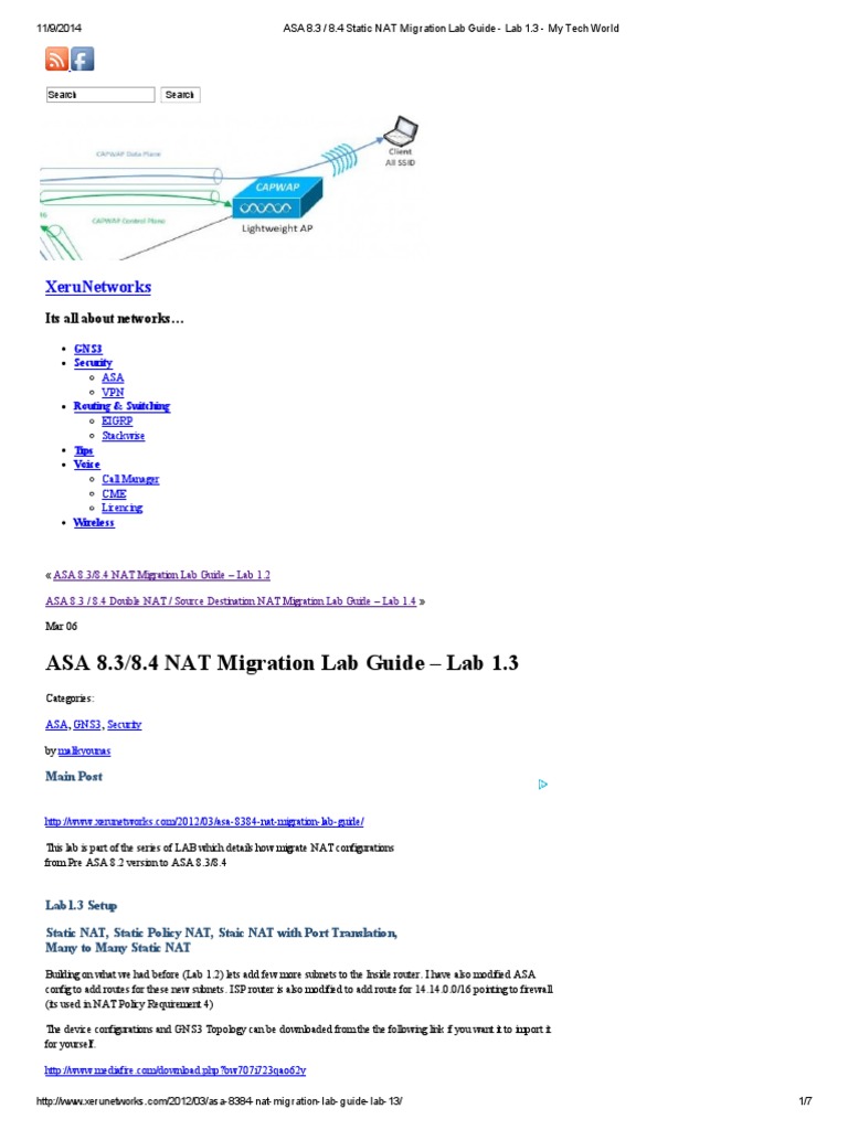 ASA 8.3 - 8.4 Static NAT Migration Lab Guide - Lab 1 | PDF | Ip Address ...