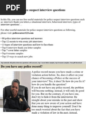Police Suspect Interview Questions | PDF | Job Interview | Interview