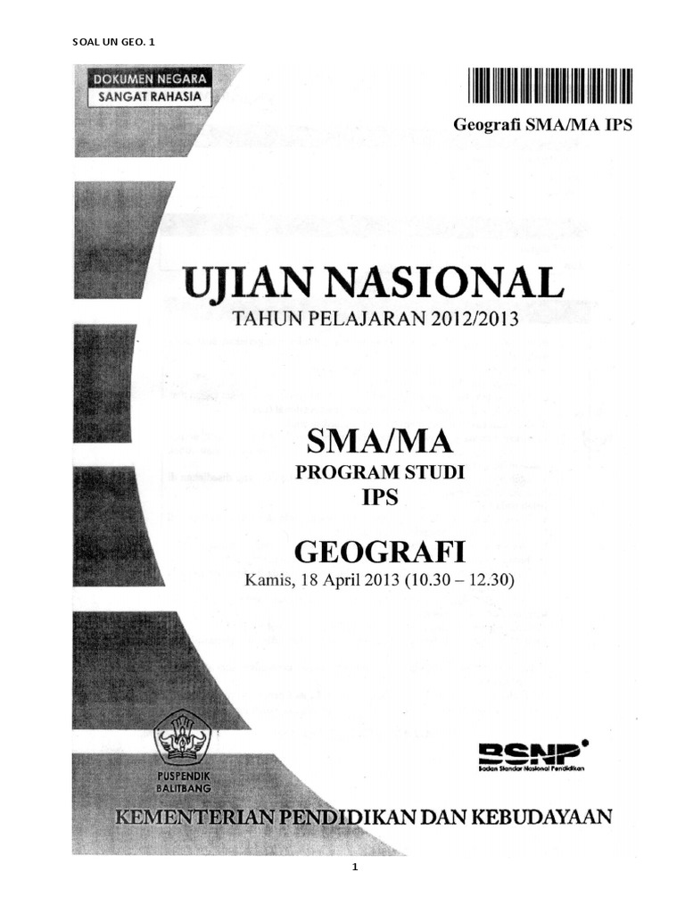 soal-soal UN geografi tahun 2011-2012