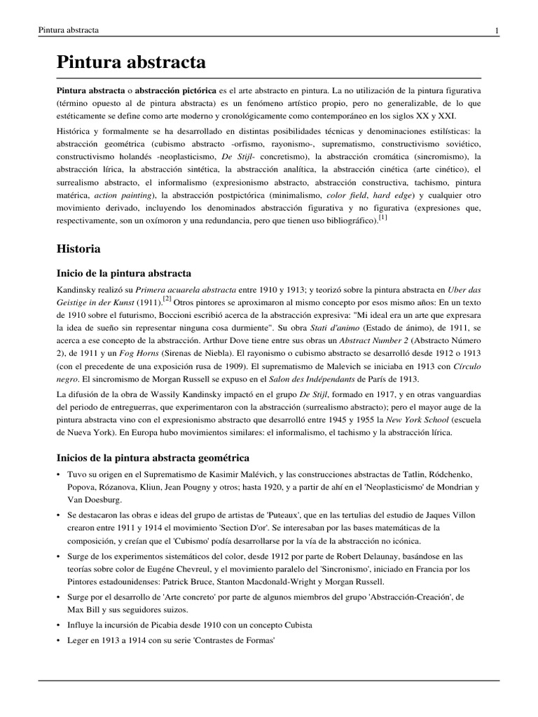 Evolución de la Pintura Abstracta | PDF | Arte abstracto | Cubismo