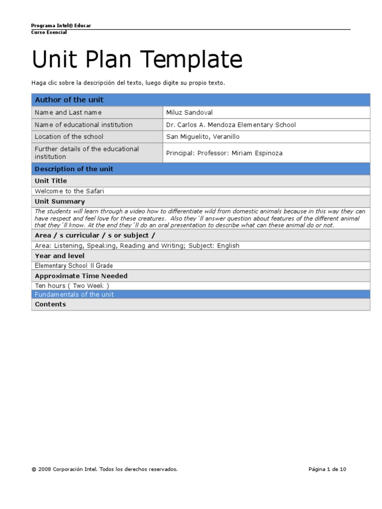 Unit Plan Template Project Reparado | PDF | Foreign Language Studies