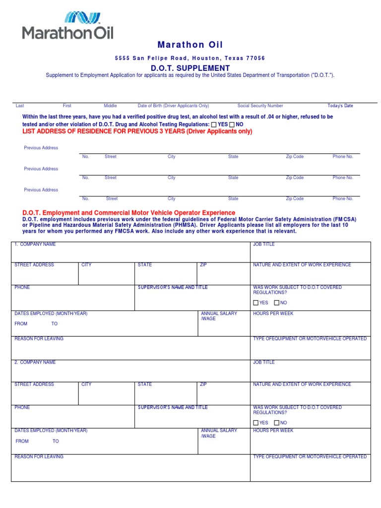 D.O.T. Employment Verification Form | PDF | Credit Bureau | Credit Score