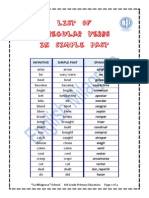 List of Irregular Verbs in Simple Past