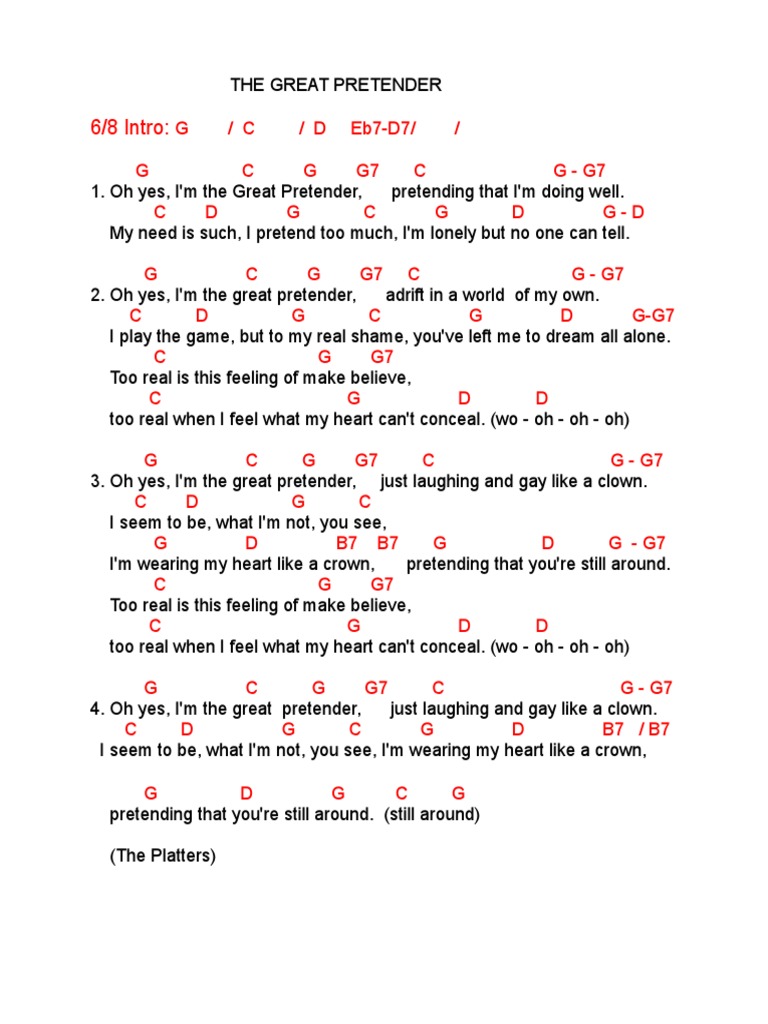 The Great Pretender Lyrics Chords