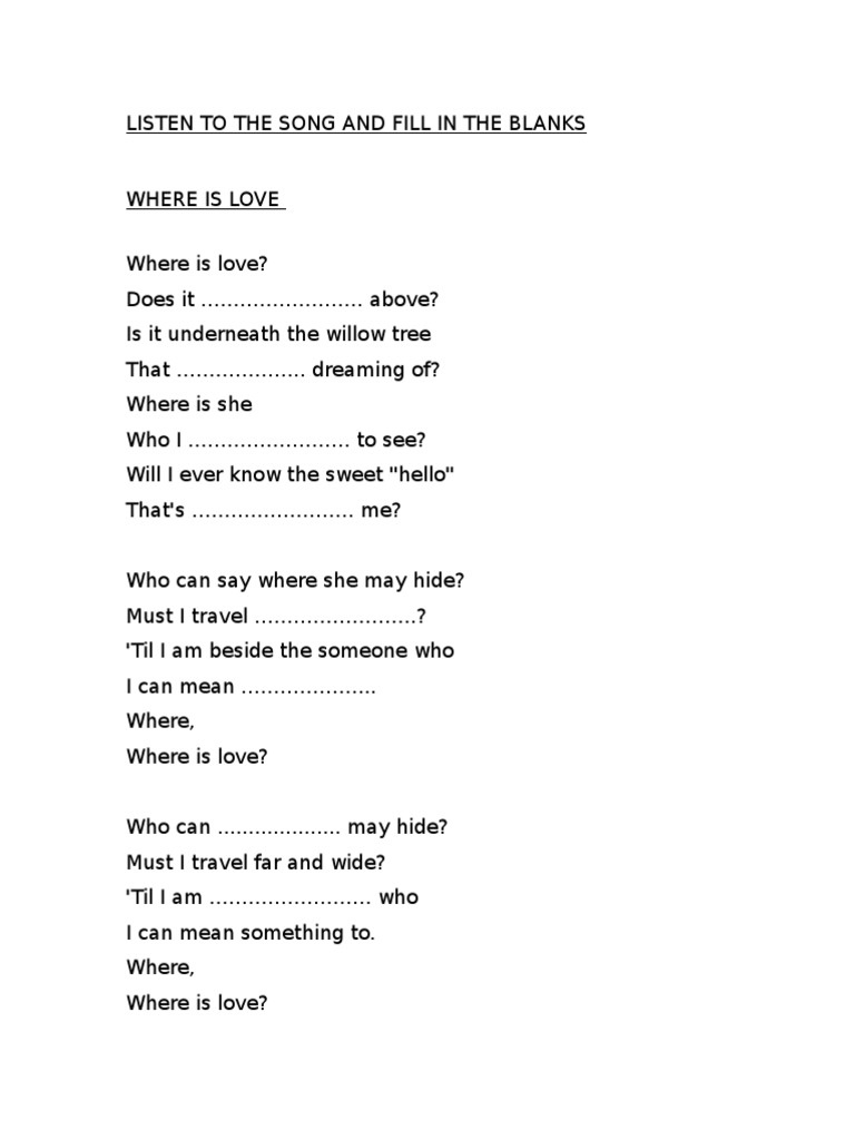 Lyrics Where is Love Oliver Twist a4