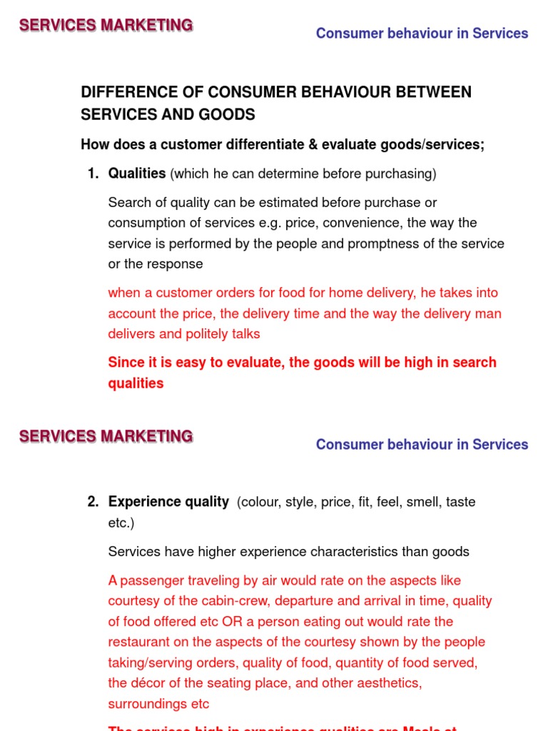 Consumer Behavior in Services Marketing | PDF | Consumer Behaviour ...