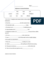 Adjectives in Context Worksheet