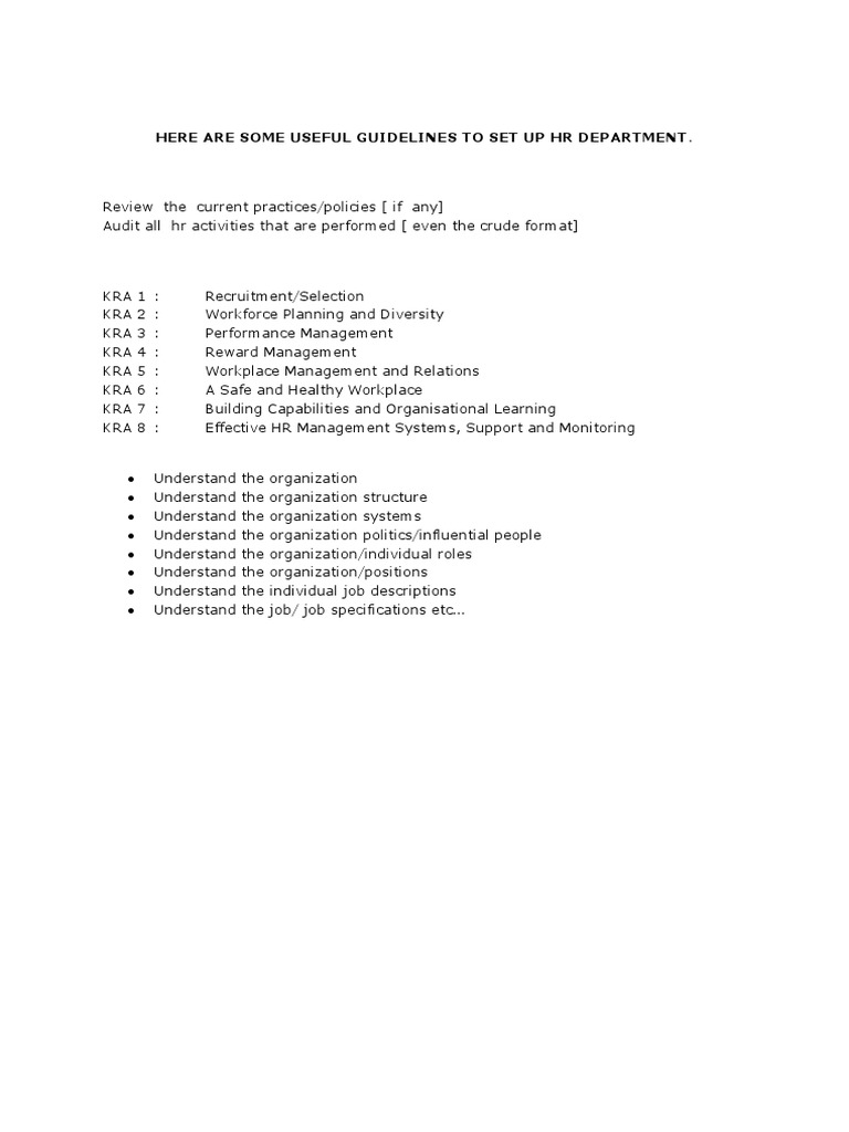 HR Department Setup Guidelines | PDF