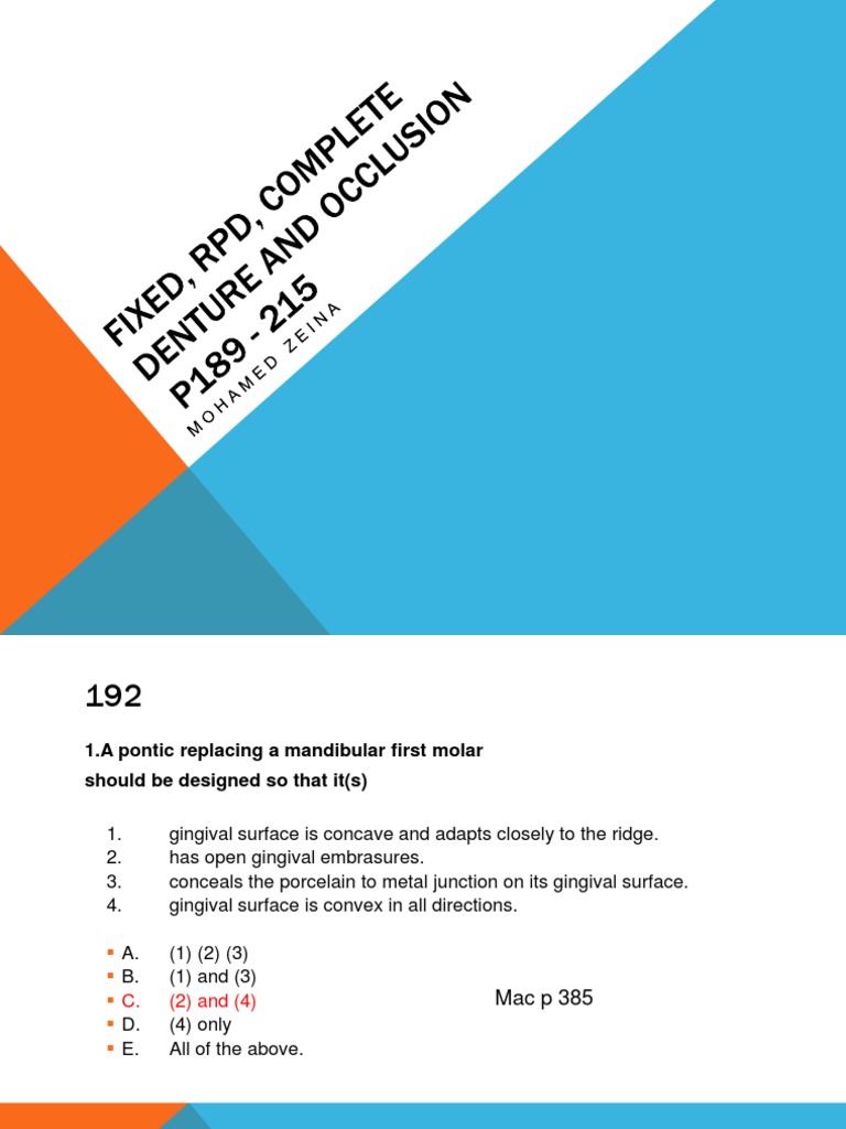 Fixed RPD Design and Considerations | PDF | Dentures | Dentistry