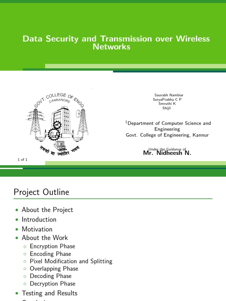 Data Security and Transmission Over Wireless Networks Mr. Nidheesh N