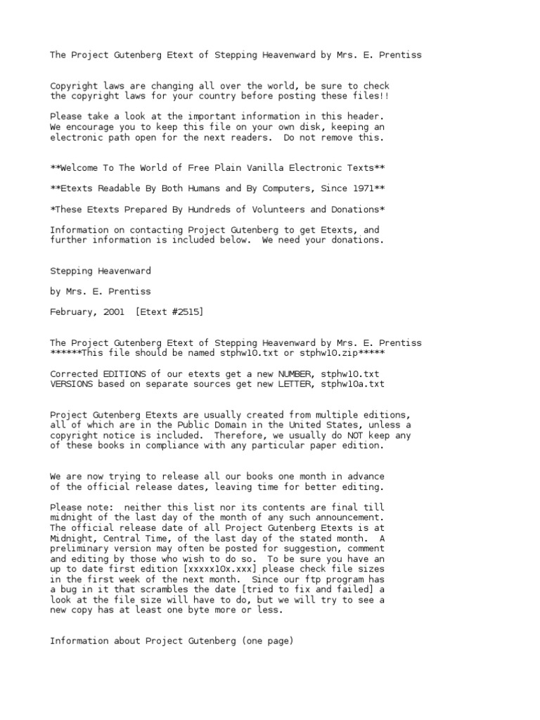 Stepping Heavenward by Prentiss, E. (Elizabeth), 18181878 PDF Project Gutenberg E Text