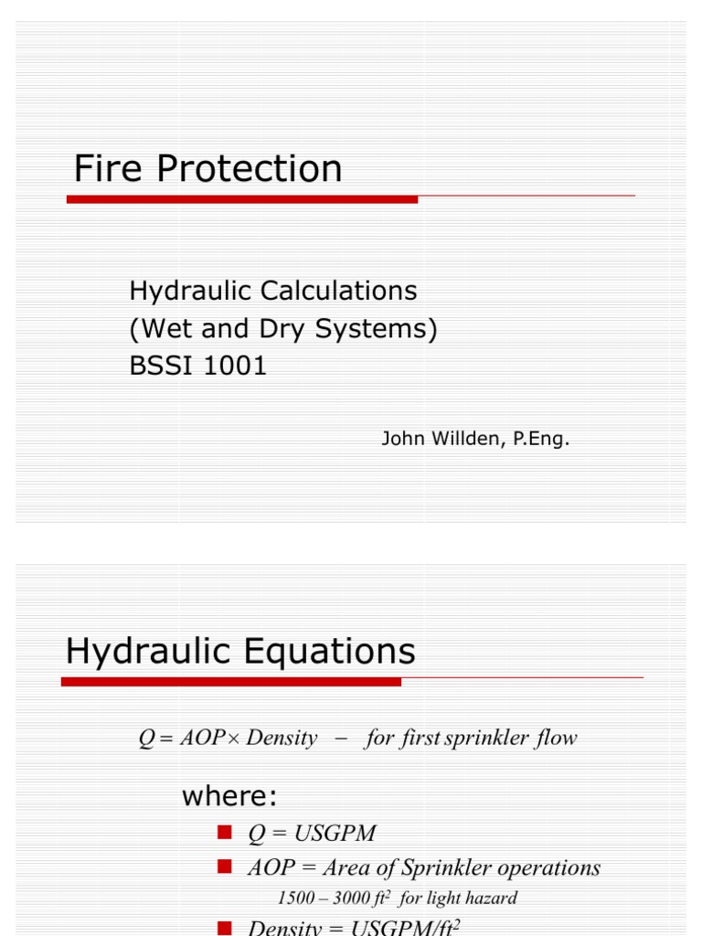 Fire Protection Hydraulic Calculations PDF Fire Sprinkler System