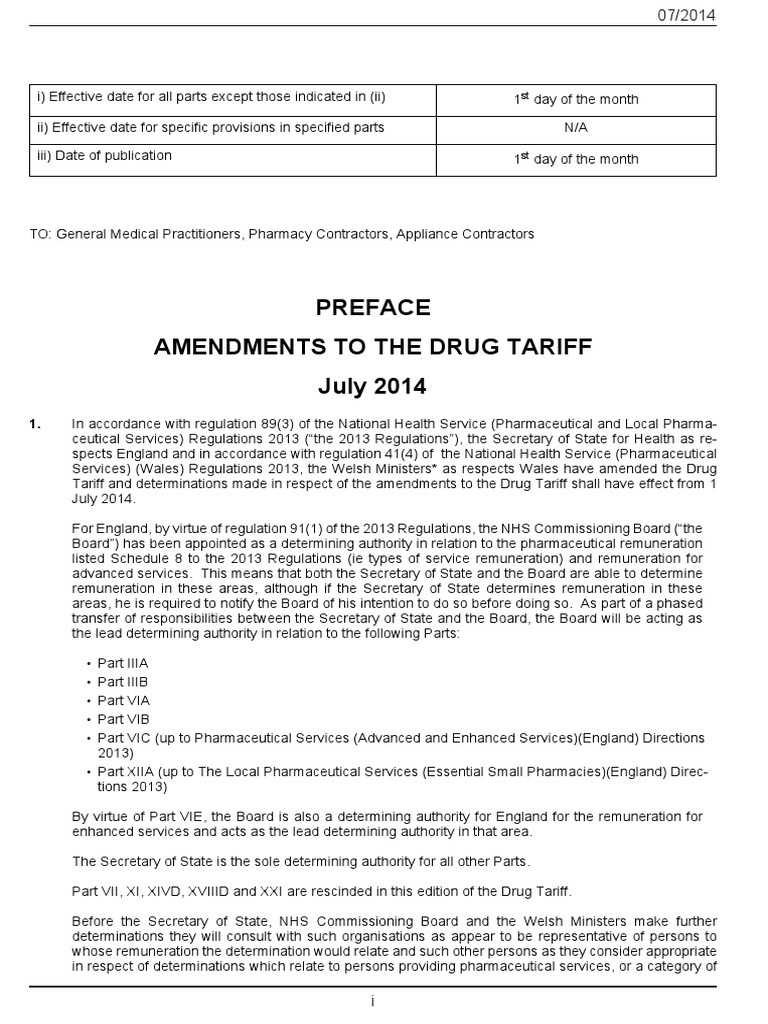 Drug tariff July 2014.pdf Prescription Drugs Pharmacy