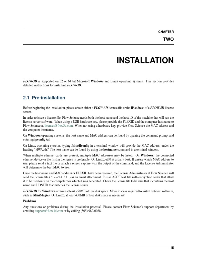 FlowScience FLOW-3D10.1.0 - Installation InstructionsInstructions | PDF ...