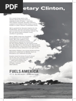 Open Letter From Fuels America To Secretary Clinton, Sept. 13, 2014