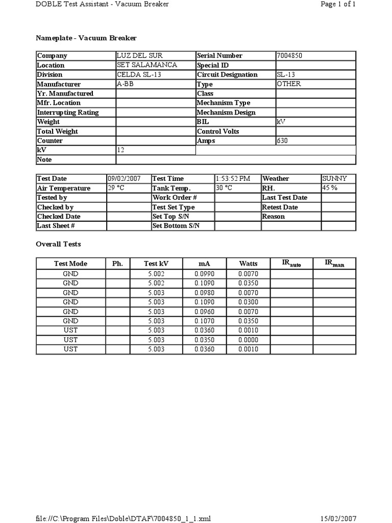 Vacuum Breaker Test Report | PDF | Technology & Engineering