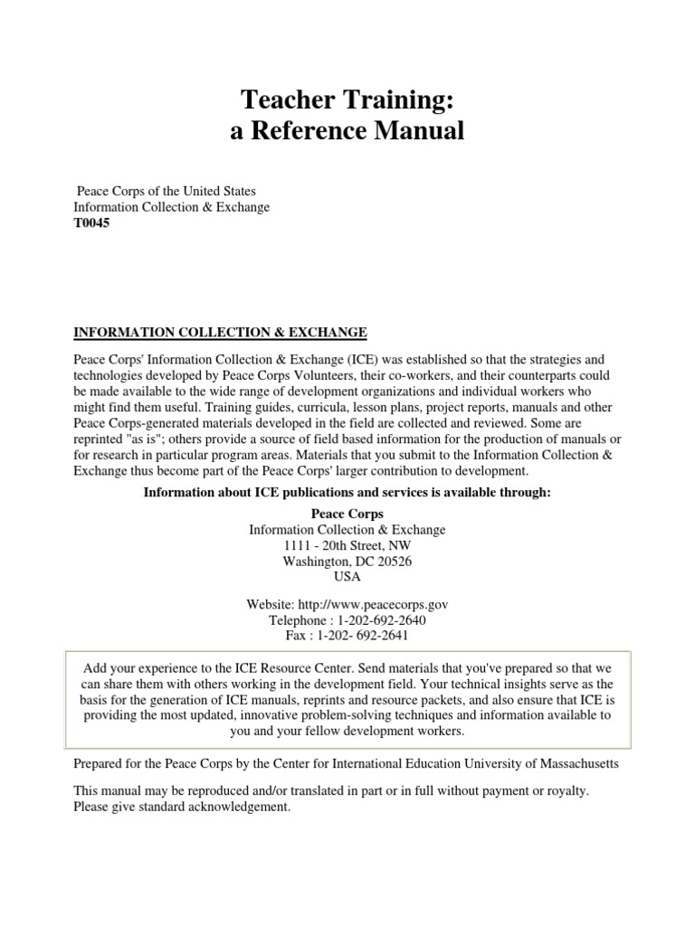 Teacher Training Reference Manual | PDF | Learning Styles | Teachers