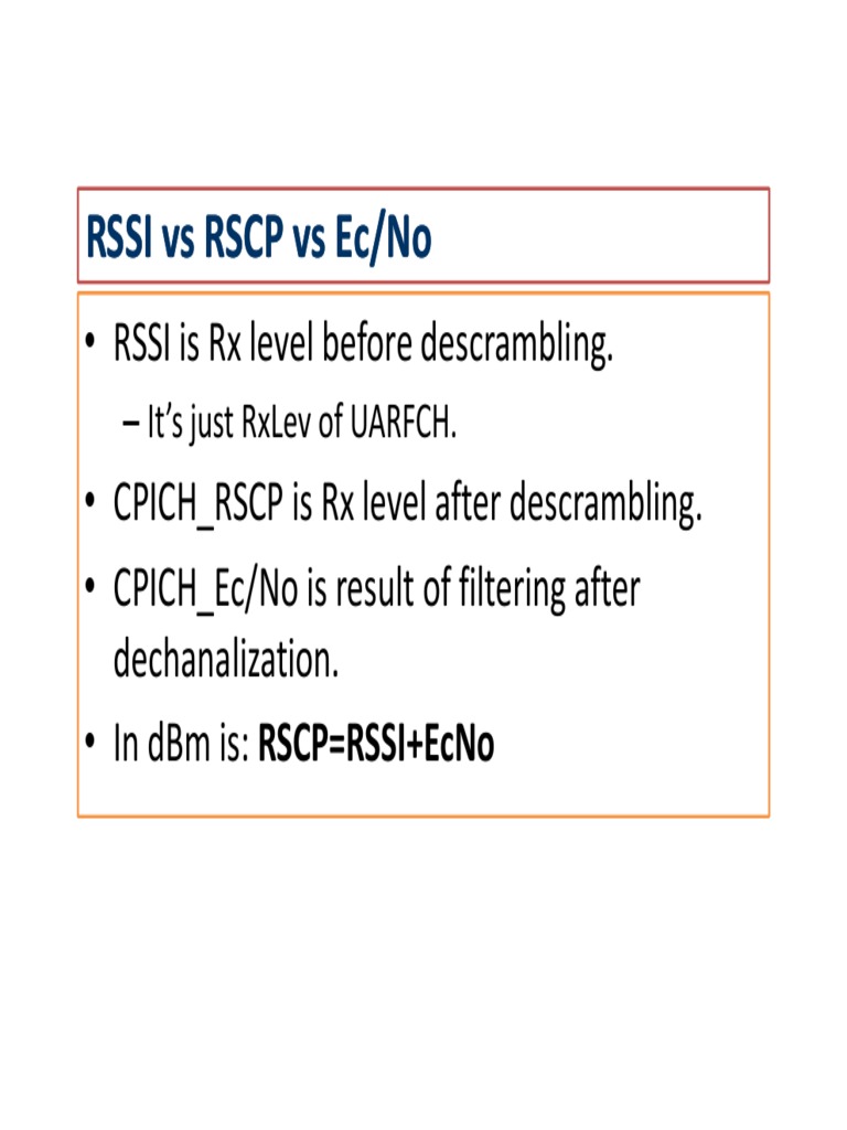RSSI and RSCP Explained | PDF
