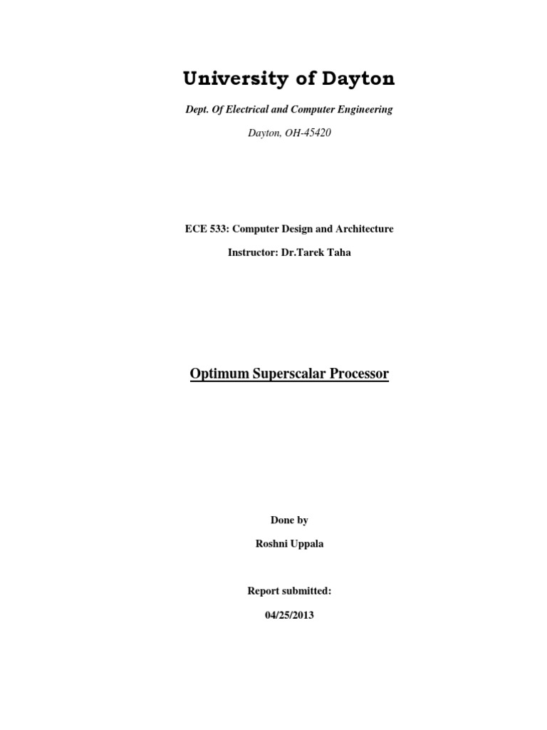Optimum Superscalar Processor Design Report | PDF | Central Processing ...