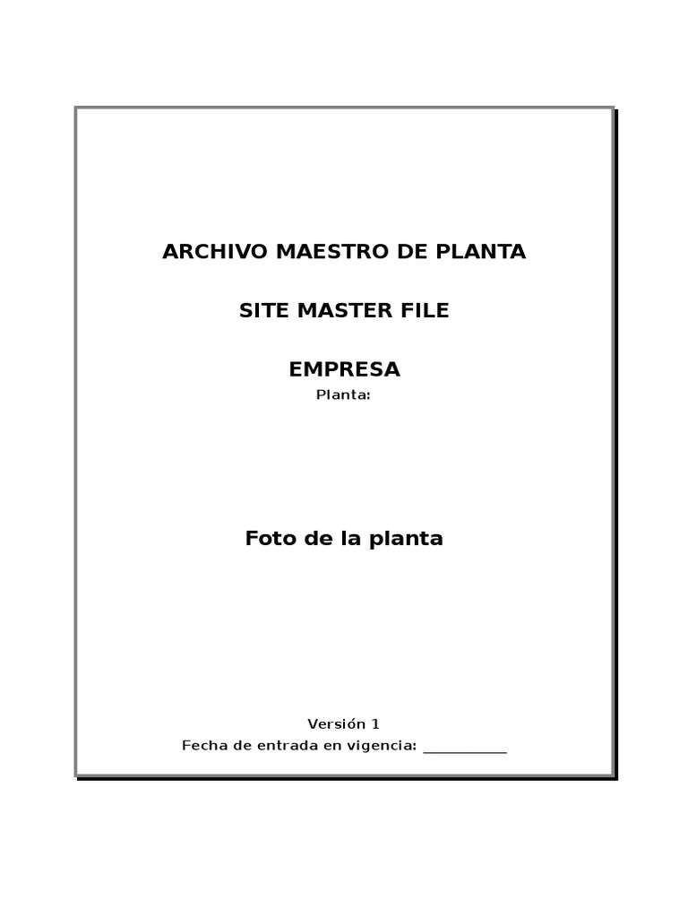 Archivo Maestro de Planta Site Master File | PDF | Business