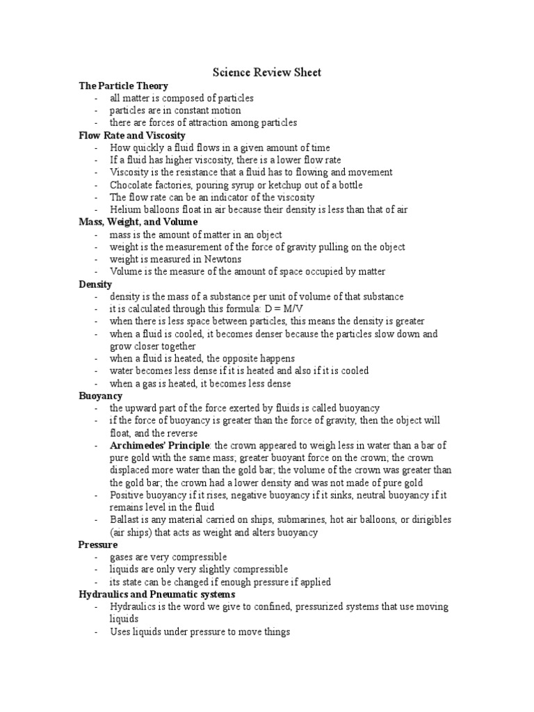 Grade 8 Science PDF Buoyancy Density