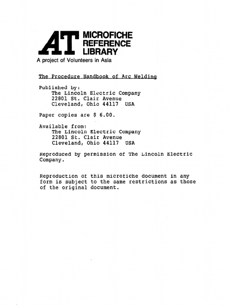 The Procedure Handbook of Arc Welding PDF