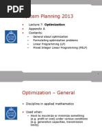 System Planning 2013: Lecture 7: Optimization Appendix A Contents