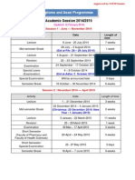 Academic Sessions 2014-2015