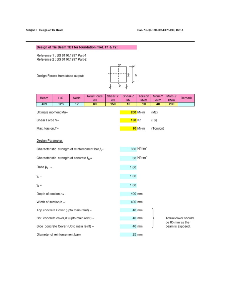 Tie Beam Structural Design Summary | PDF | Technology & Engineering