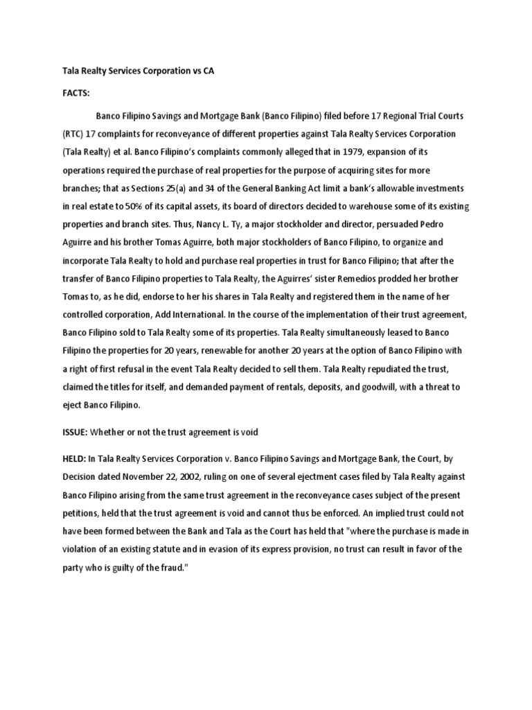 Tala Realty Services Corporation Vs CA PDF Defamation Securities