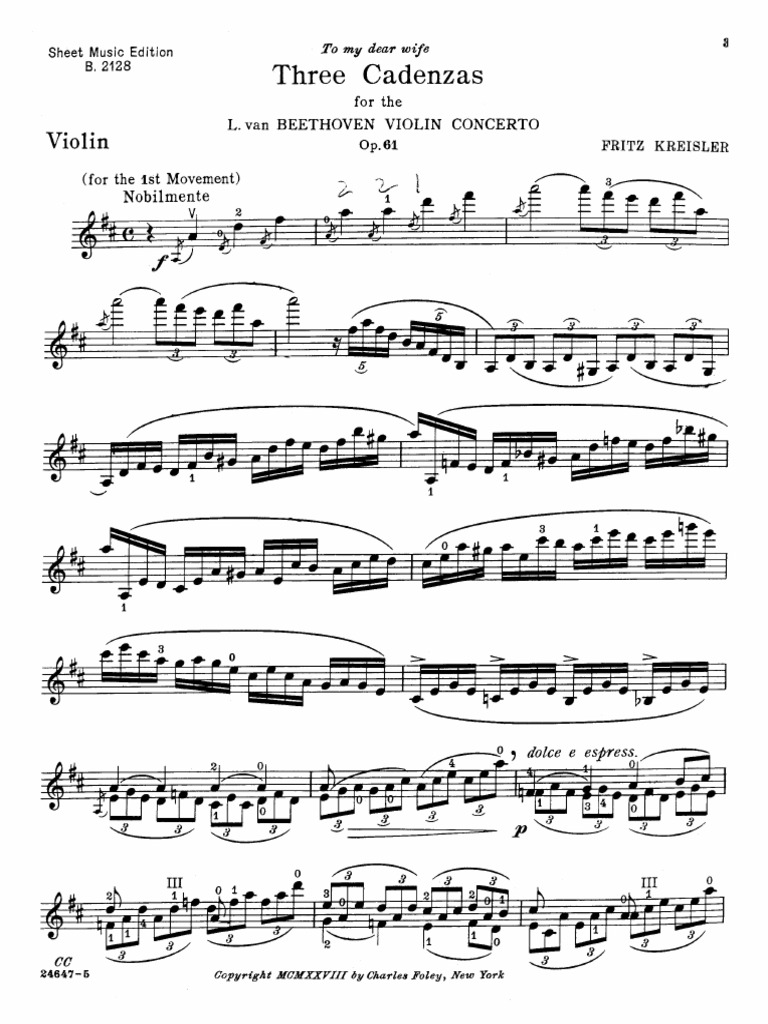 [Kreisler] Cadenzas to Beethoven Violin Concerto