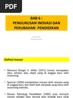 Bab 6 Pengurusan Inovasi Dan Perubahan Pendidikan Pdf