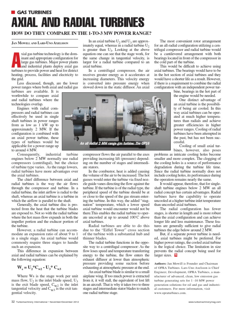 Axial vs Radial Turbines: 1-3 MW Comparison | PDF | Turbine | Machines