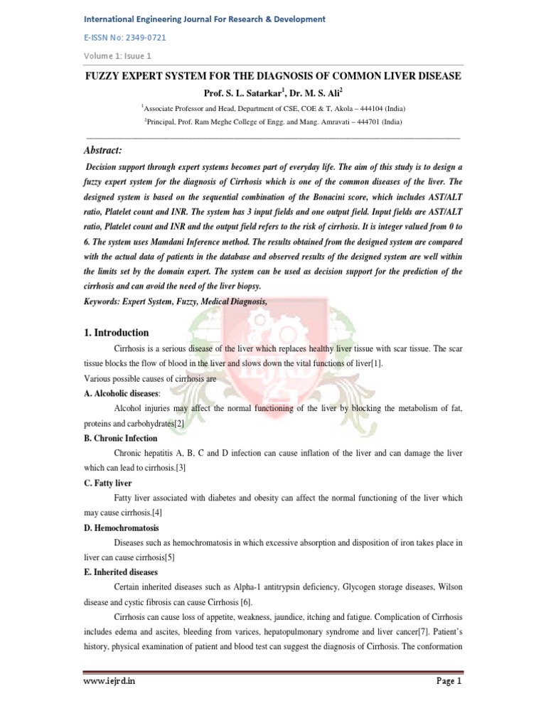 Fuzzy Expert System For The Diagnosis of Common Liver Disease | PDF ...