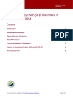 Stress and Psychological Disorders in Great Britain 2013