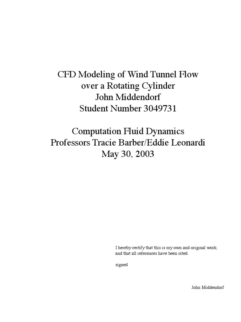 Modeling of Wind Tunnel Flow PDF