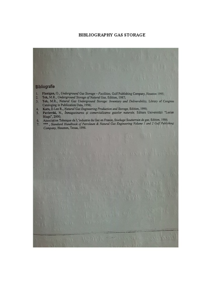 Gas Storage Bibliography Guide | PDF