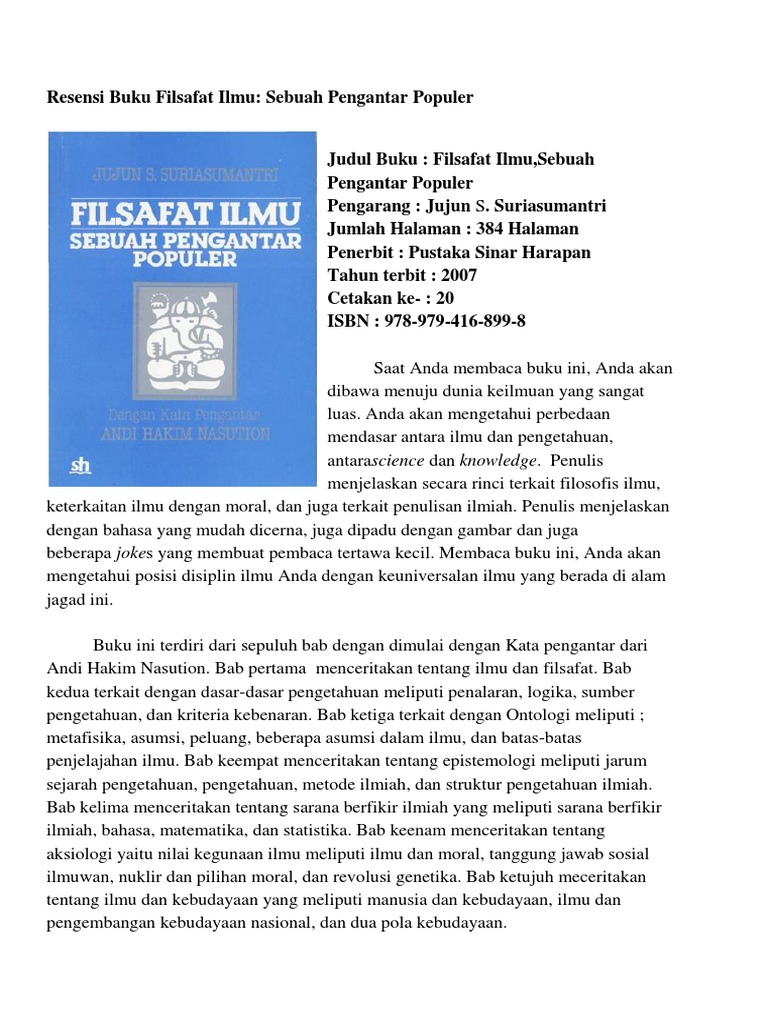 Resensi Buku Filsafat Ilmu 2