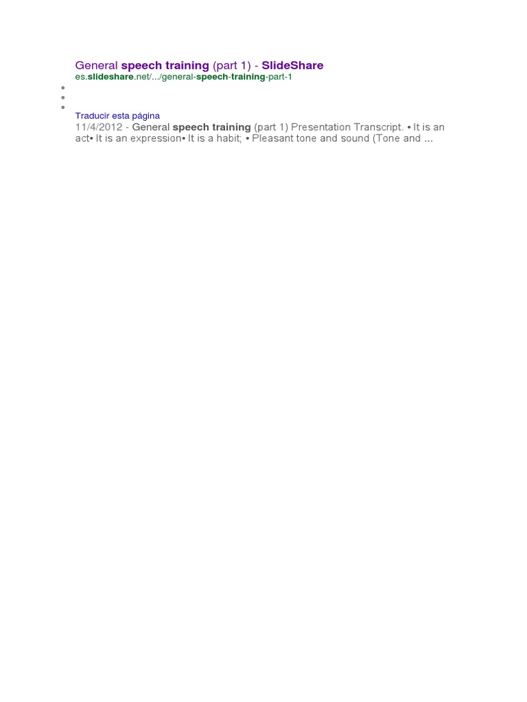 General Speech Training (Part 1) - Slideshare | PDF